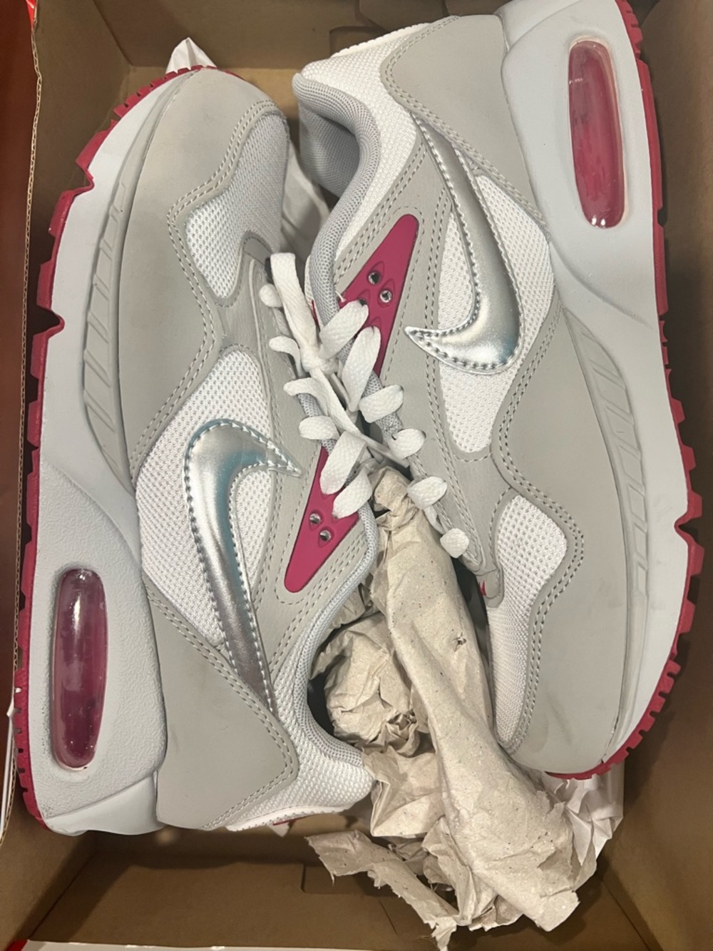 Nike Women's Sneakers in White, Silver & Pink